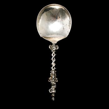 A Dutch 18th century silver spoon, unidentified marks.