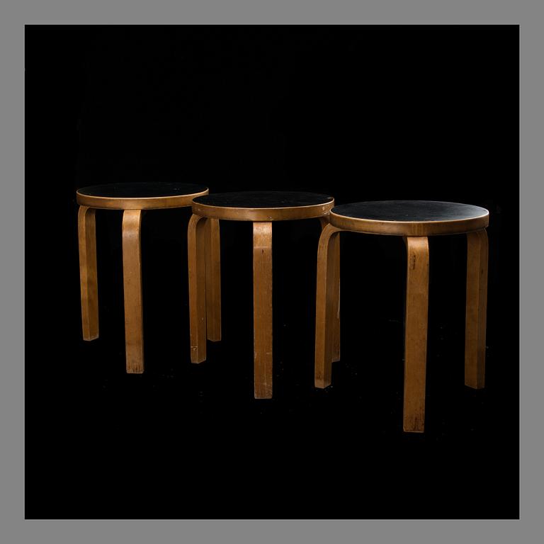 ALVAR AALTO, STOOLS, 3 PCS. Model No. 60, designed in 1933.