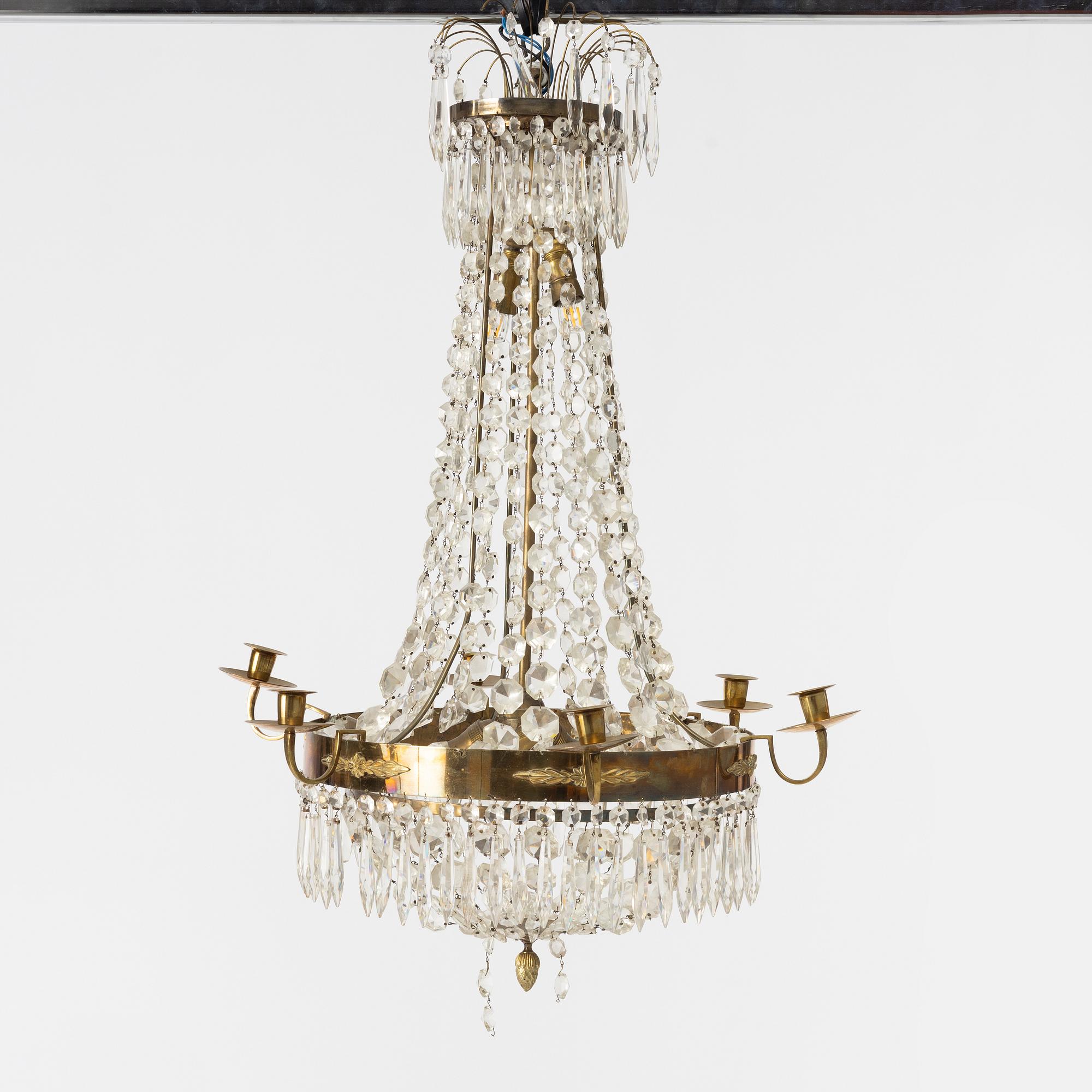 A Gustavian style chandelier, mid-20th century.