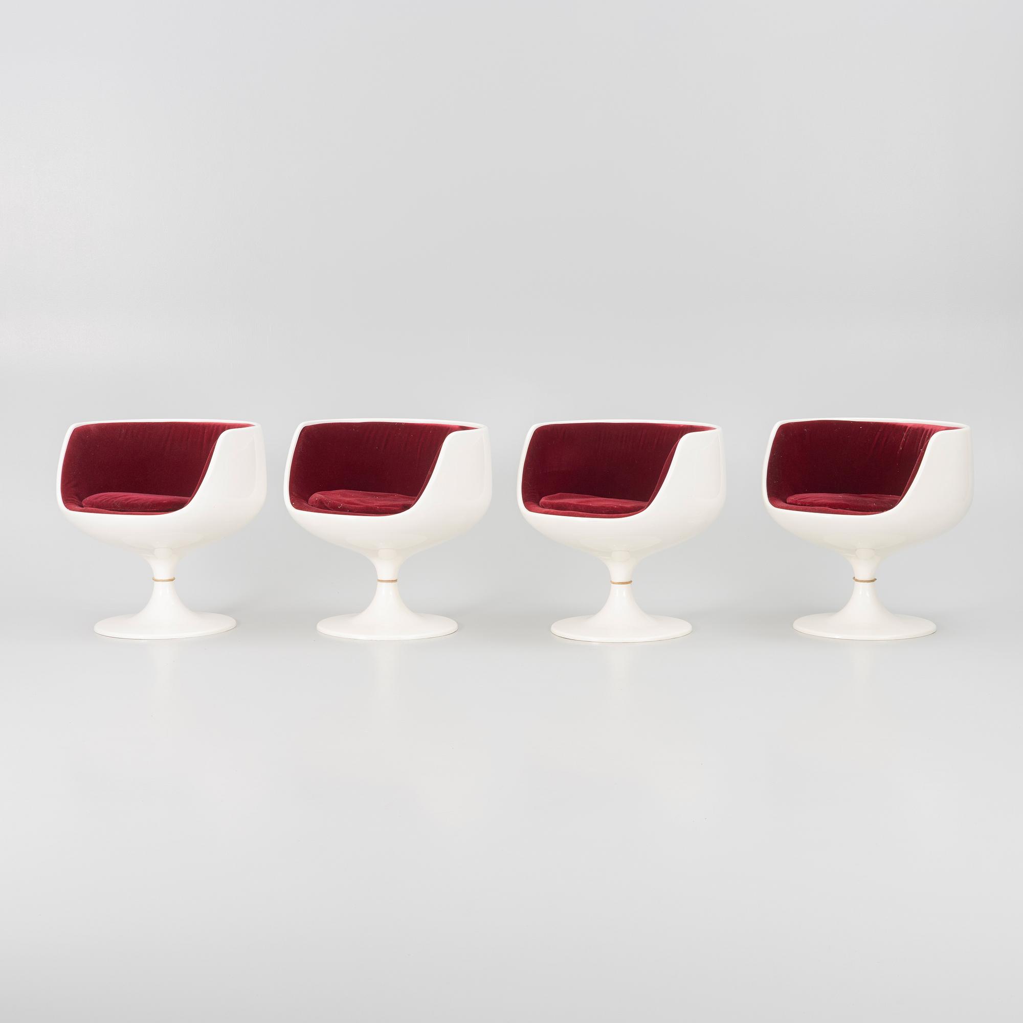 Eero Aarnio, fåtöljer, 4 st "Cognac", Artekno för Asko Oy, Finland, 1960/70-tal.