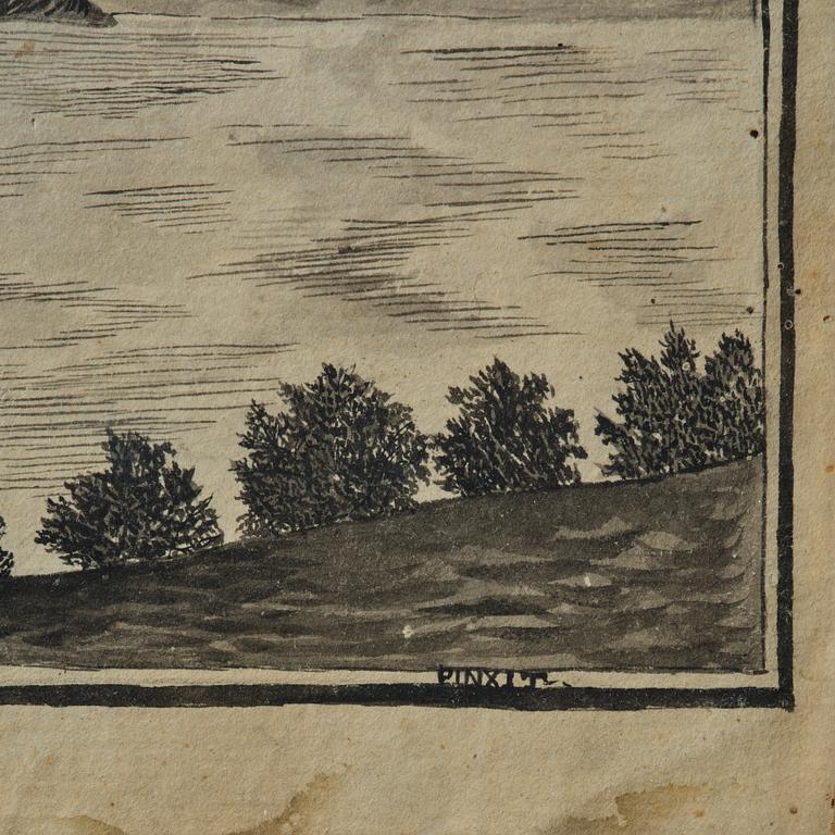 Swedish artist, fisherman in a lake landscape, late 18th century/early 19th century.