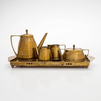 A five piece brass tea/coffee service, F&R Fischer, Germany.