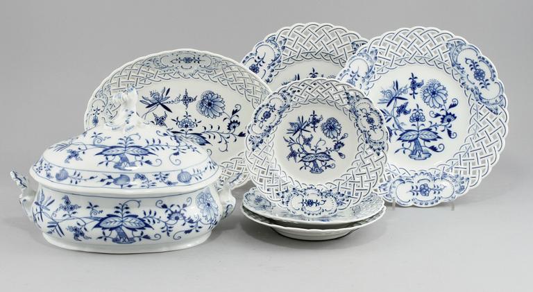 SERVISDELAR, 7 st, porslin, Meissen, 1900-talets andra hälft.
