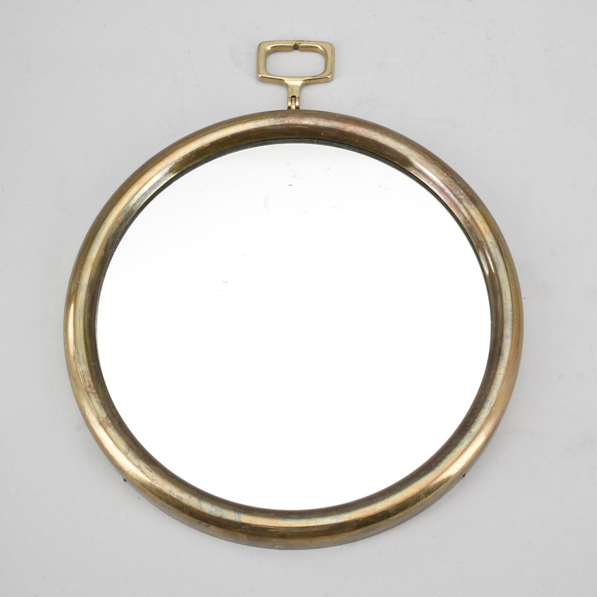 BORDSSPEGEL samt VÄGGSPEGEL. Mässing, 1900-tal.