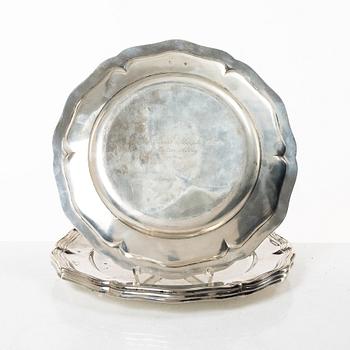 Four silver plates, assayer mark Christian F Heise, Copenhagen, Denmark 1916.