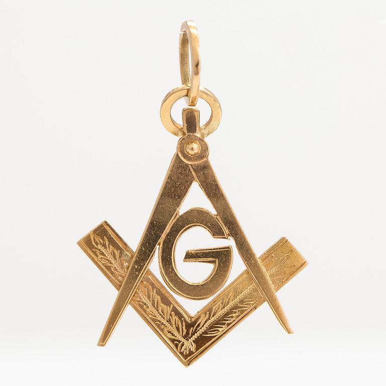 An 18K gold freemason pendant by Alpo Ilmari Martin, Kokkola.