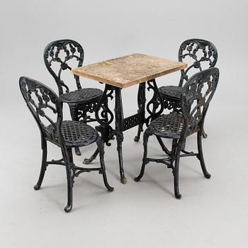 An early 20th century five piece garden suite for Porin Konepaja (Björneborgs Mekaniska Werkstad).