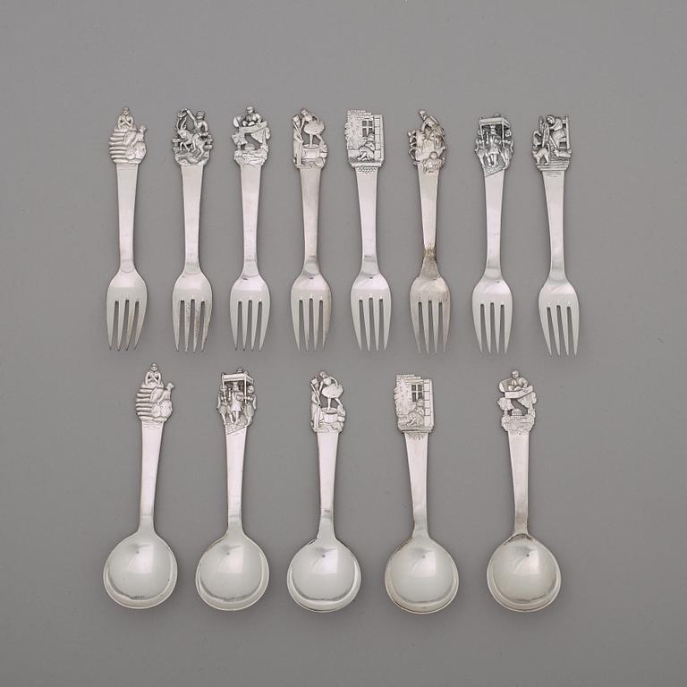 13 pieces silver cutlery, Horsens Sølvvarefabrik, Denmark.