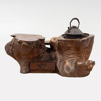 A wooden sculpture/table for tea ceremony, Japan early 20th century.