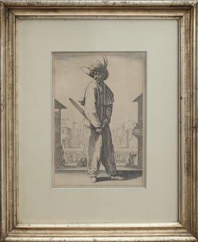 KOPPARSTICK, 3 st, bl.a. Jaques Callot, 1700-tal.