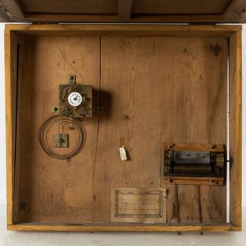 An oil painting with clockwork from around year 1900.