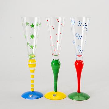 ANNE NILSSON, three Orrefors "Clown" champagne glasses.