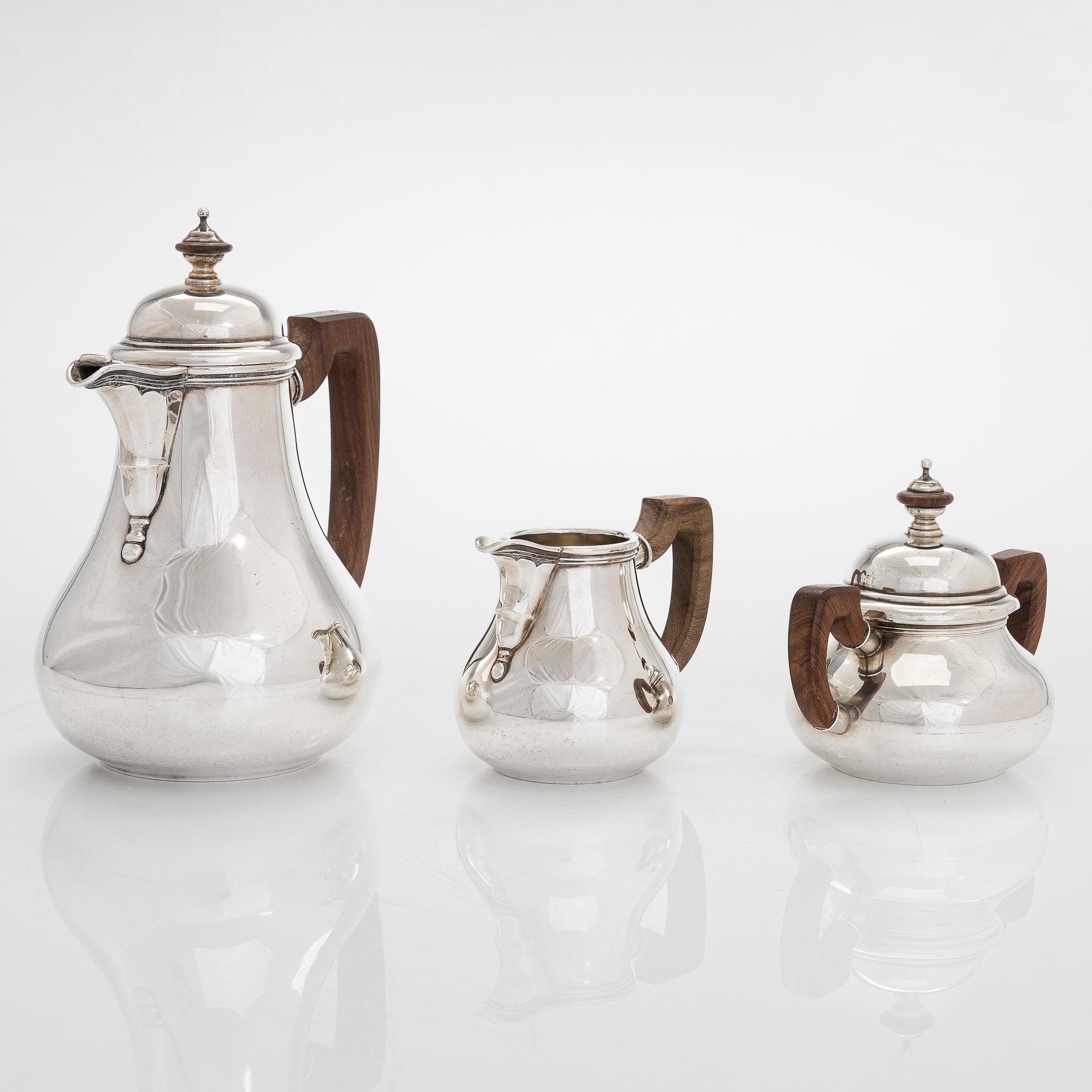 A 4-piece Mexican sterling silver tea set, mid-20th century.