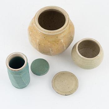 Kerstin Danielsson, a vase and two urns with covers, own workshop, Örby.