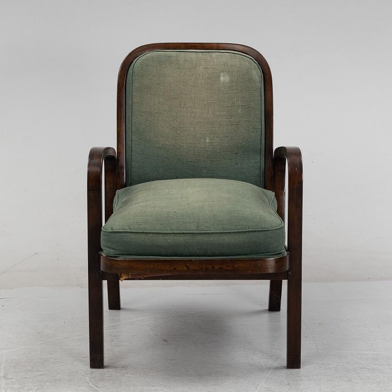 Sigurd Lewerentz, attributed, a stained beech easy chair, Gemla, Diö, 1930's.