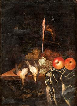 562. Johann Georg Hinz Follower of, Still life with birds and fruits.