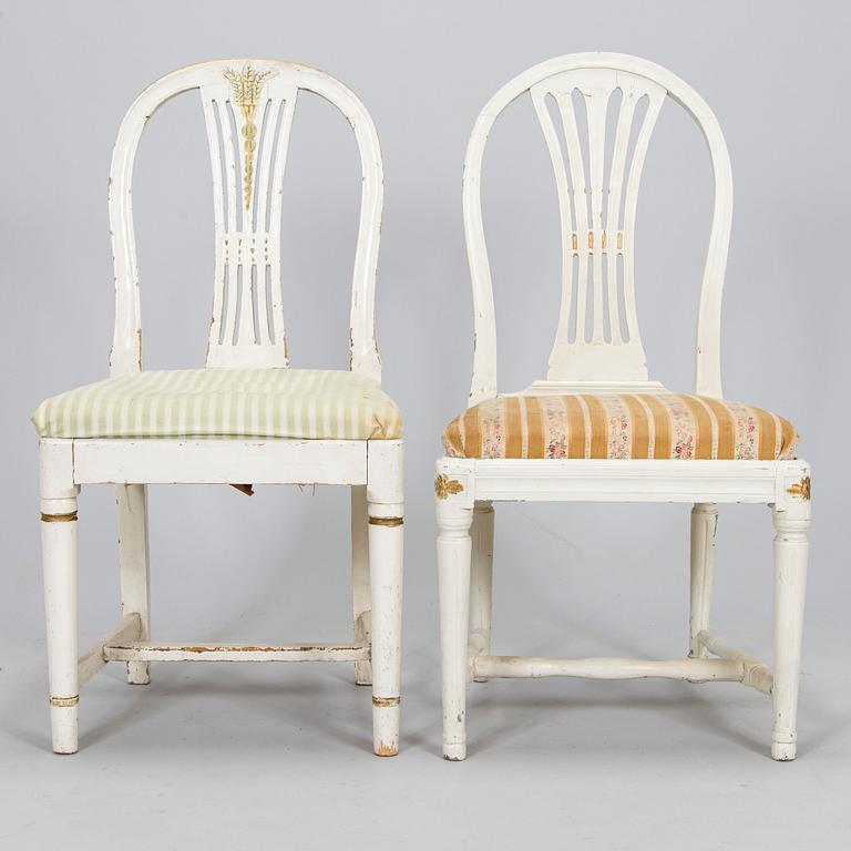 Stolar, 5+2 st, gustavianska, omkring 1800.