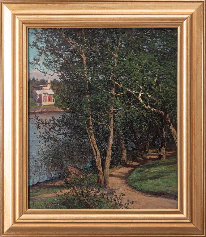 Edvard Rosenberg, landscape with a church.