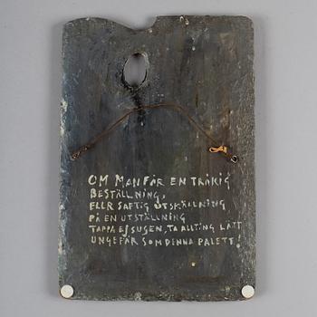 Mosse Stoopendaal, olja och gips på träpalett, signerad och daterad 1945.