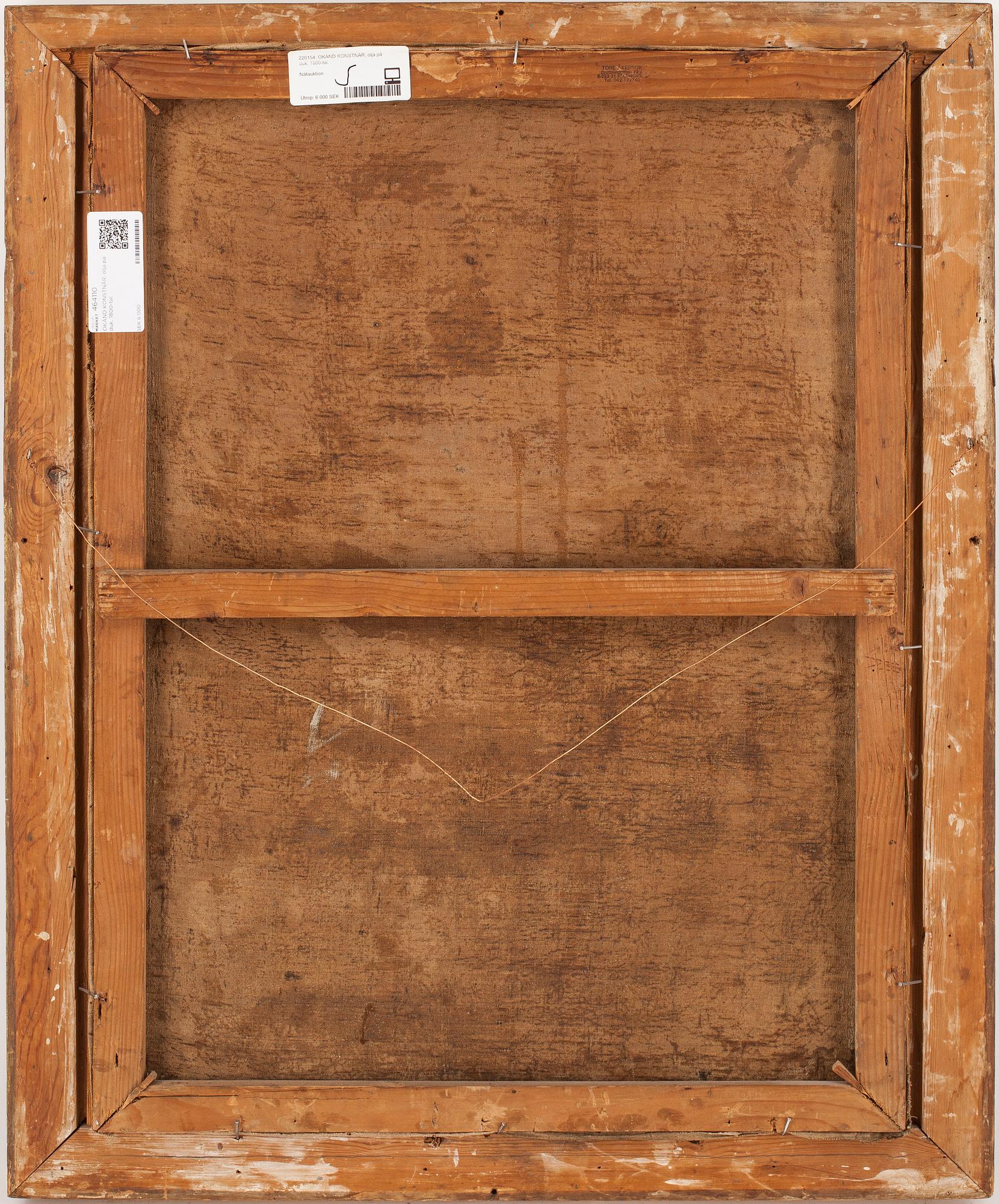 OKÄND KONSTNÄR, olja på duk, 1800-tal.