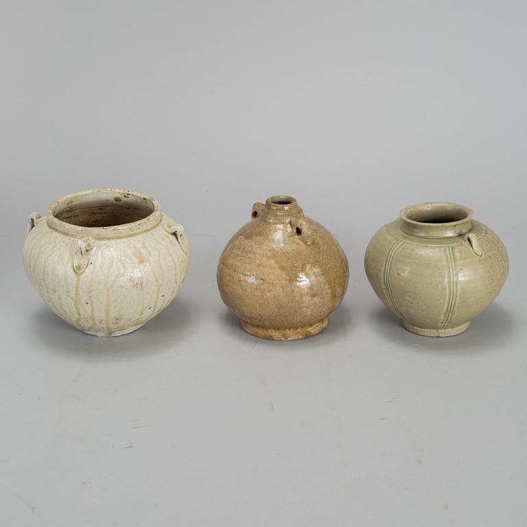 A group of three celadon jars, South East Asia, 16th/17th Century.