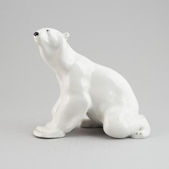 A polar bear porcelain figurine,  Lomonosov, Russia, 20th Century.