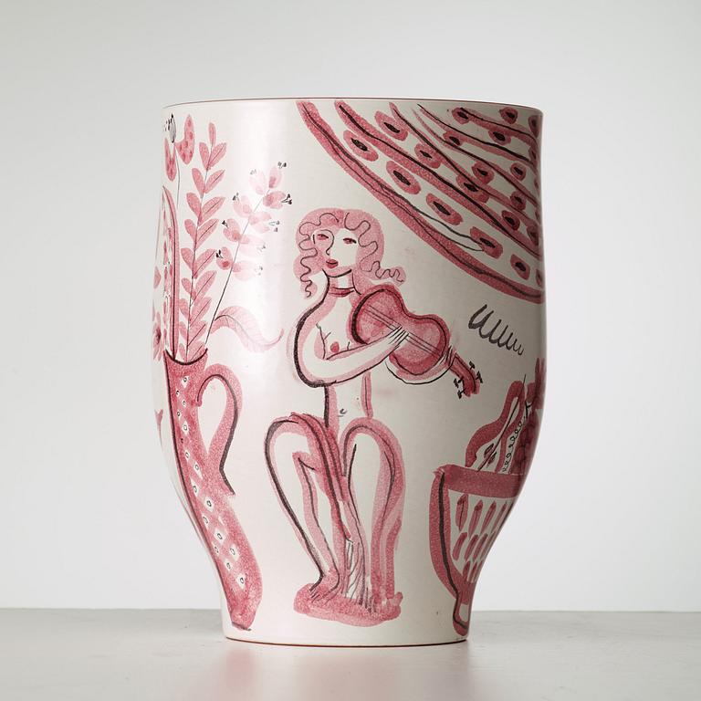 A Stig Lindberg faience vase, Gustavsberg Studio 1942.