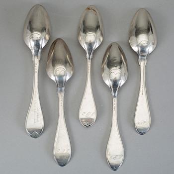 SKEDAR, 5st, silver, bla Alexander Magnus Lundström, Visby, 1843. Vikt ca 273g.