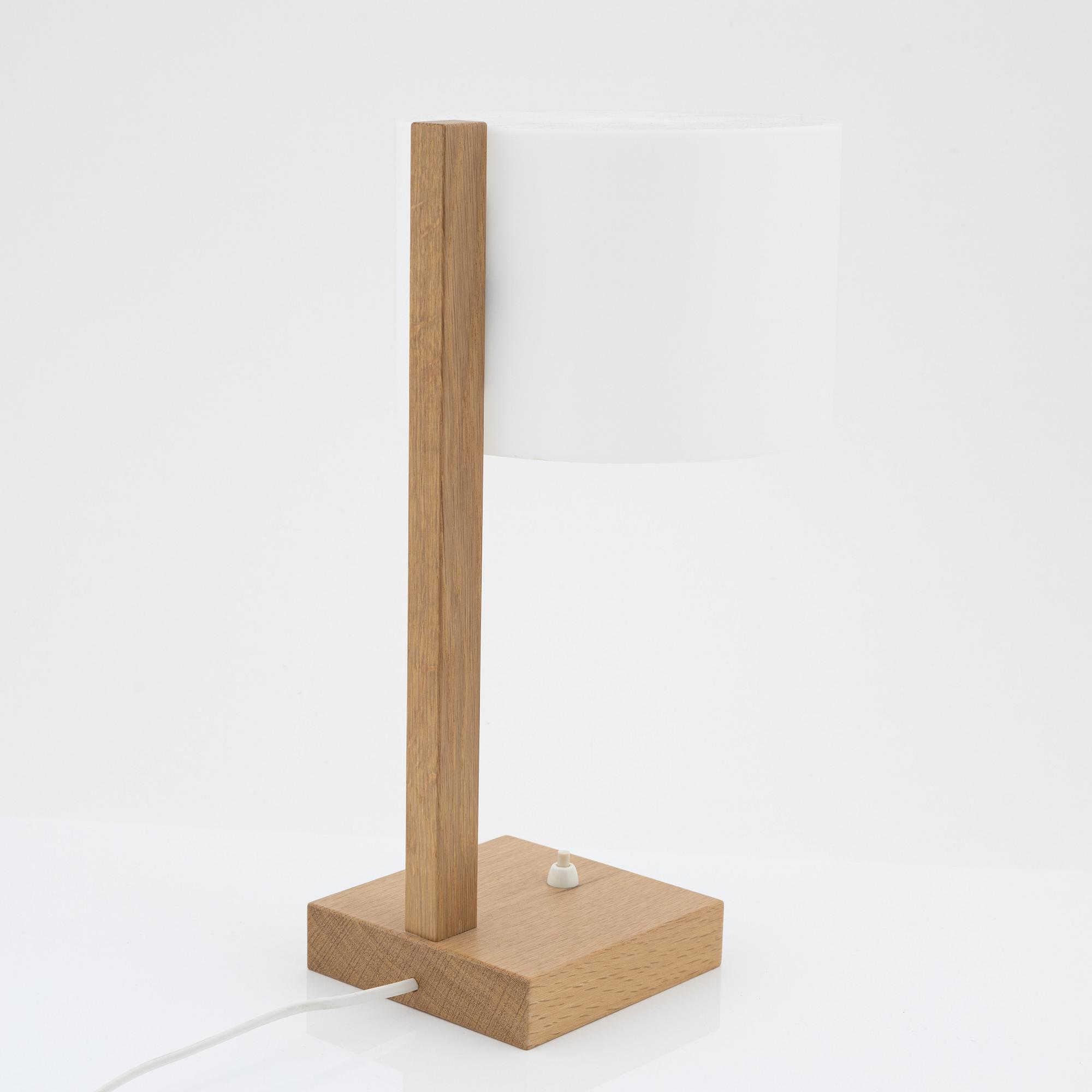 An oak and acrylic table light, Luxus, Vittsjö.
