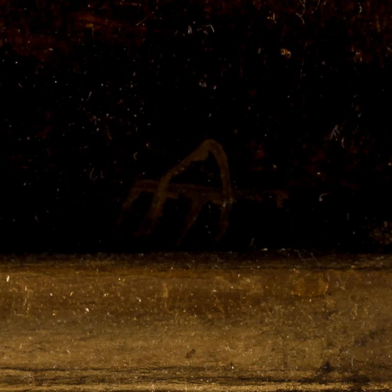 OKÄND KONSTNÄR, olja på papp, 1800-tal, monogramsignerad.