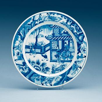 1883. A blue and white dish, Qing dynasty, Kangxi (1662-1722).