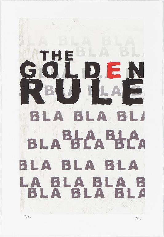 ANDREAS LUNDBERG, "The golden rule" pigmentprint, monogramsignerad och numrerad 13/90.