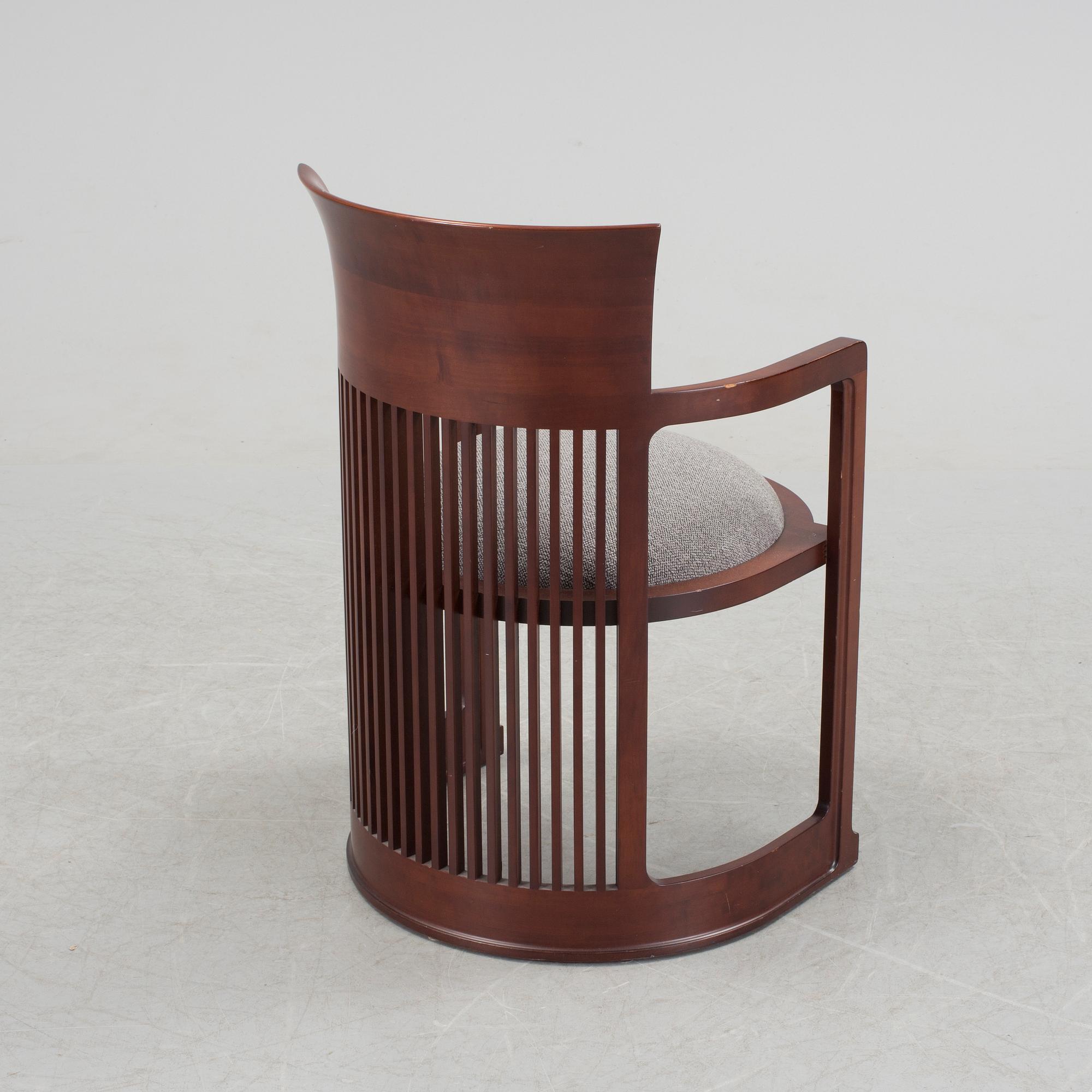 A FRANK LLOYD WRIGHT '606 BARREL TALIESIN' chair from Cassina, 21st Cenury.