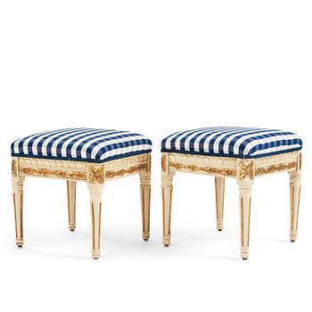 A pair of Gustavian stools, late 18th century.