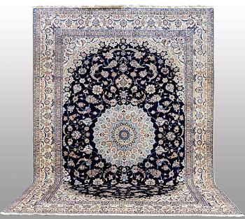 A CARPET, Nain, part silk , so called 9 LAA, ca 430 x 300 cm.