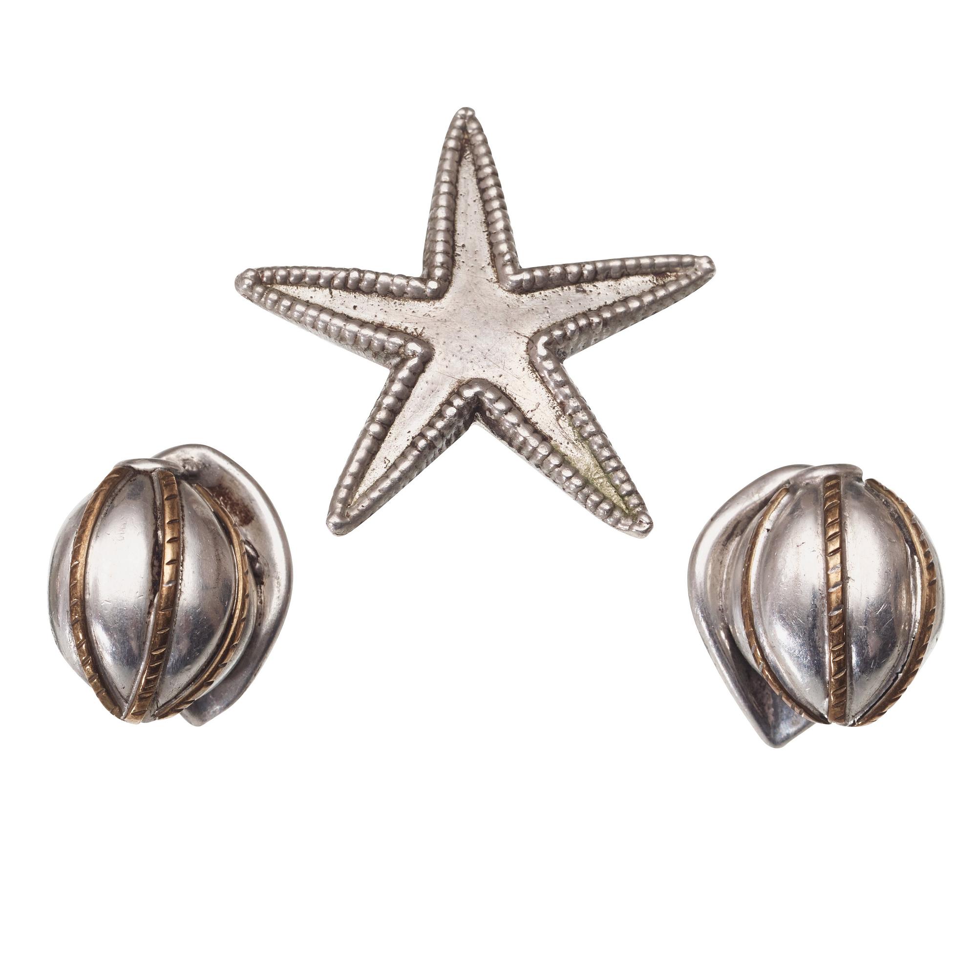 An Estrid Ericson set of pewter jewelry, Svenskt Tenn, Sweden probably 1940's.