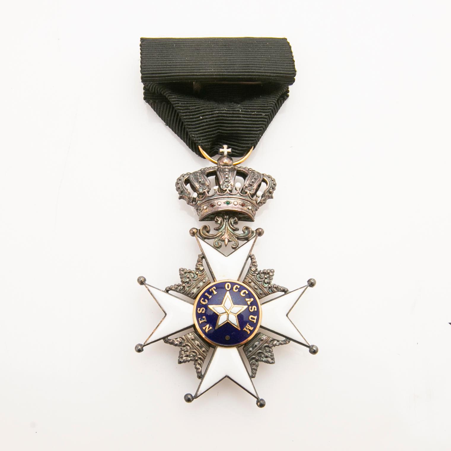 Two medals. The Royal Order of the Polar Star, Stockholm, and the Order of Civil Merit, Spain, 20th century.