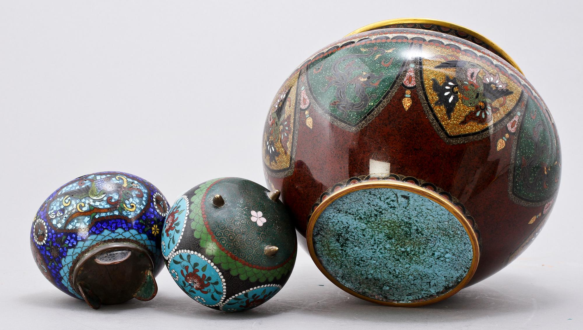 PARTI CLOISONNÉ, 6 st, orientaliskt, 1900-tal.