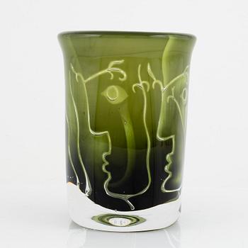 Ingeborg Lundin, an 'Ansikten' Ariel glass vase, Orrefors, 1979.