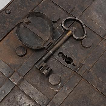 A 18th/19th Century iron strongbox.