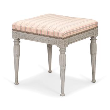 A signed and marked, carved Gustavian stool by E. Öhrmark (master in Stockholm 1777-1813).