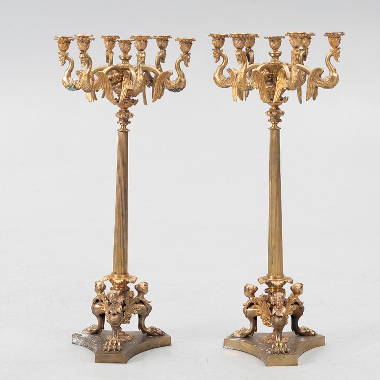 Kandelabrar, ett par, empirestil, 1900-tal.