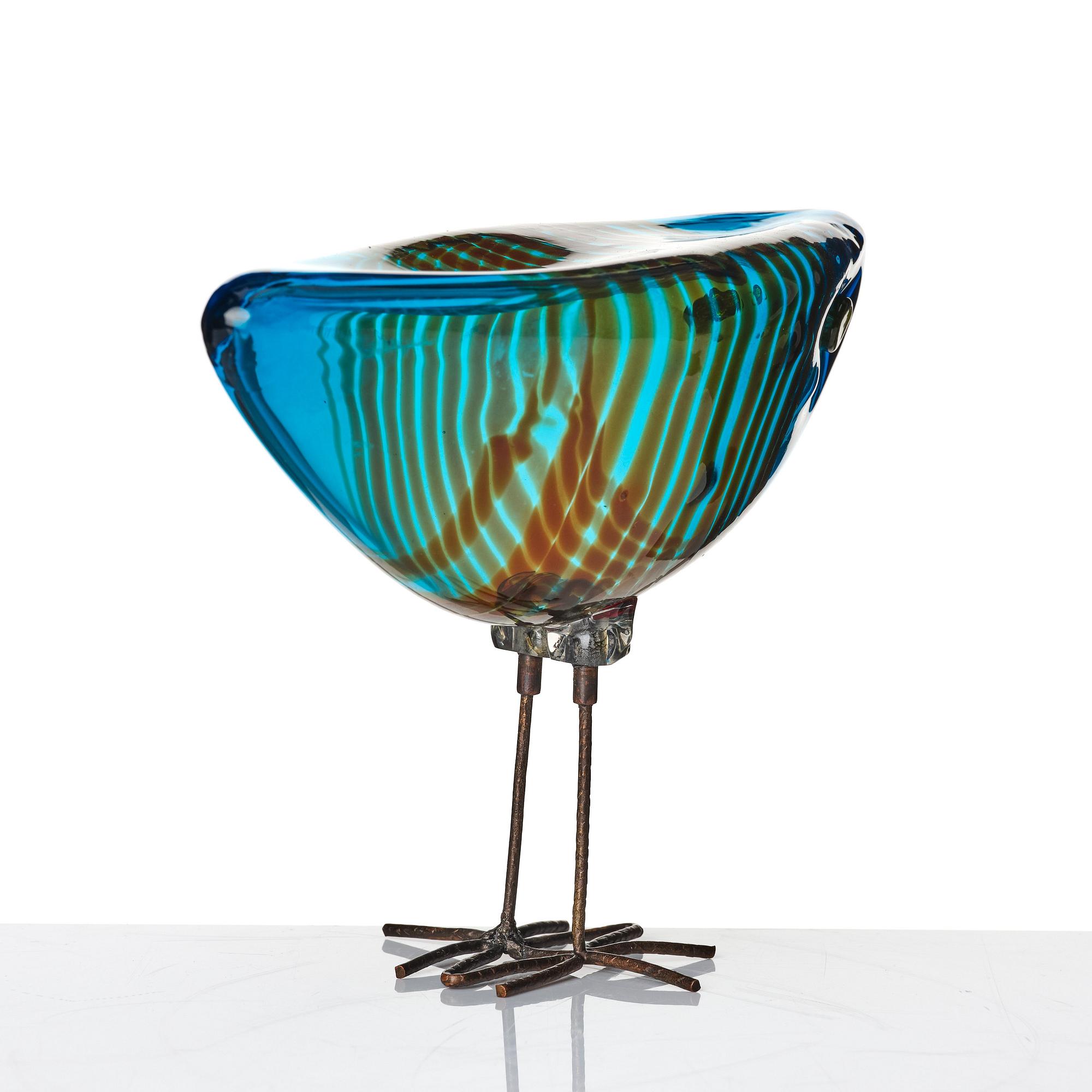 Alessandro Pianon, a glass and copper 'Pulcino' sculpture of a bird, Vistosi, Italy 1960s.