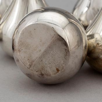 FOUR PAIRS OF PLATE CANDLESTICKS by J H Quistgaard, Dansk Designs, Denmark, 1960's.