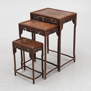 A Chinese nesting table, three pieces, early 20th century.