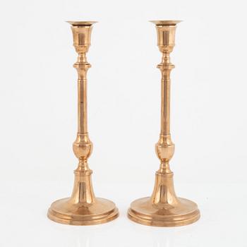 A pair of brass candlesticks, model 36 from Nyköpings Mässingsbruk, Sweden, late 19th century.