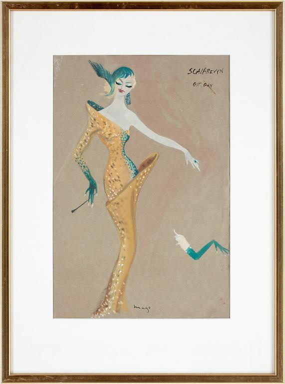 MAX GOLDSTEIN, dräktskisser, 2 st, sign samt en dat 1963.