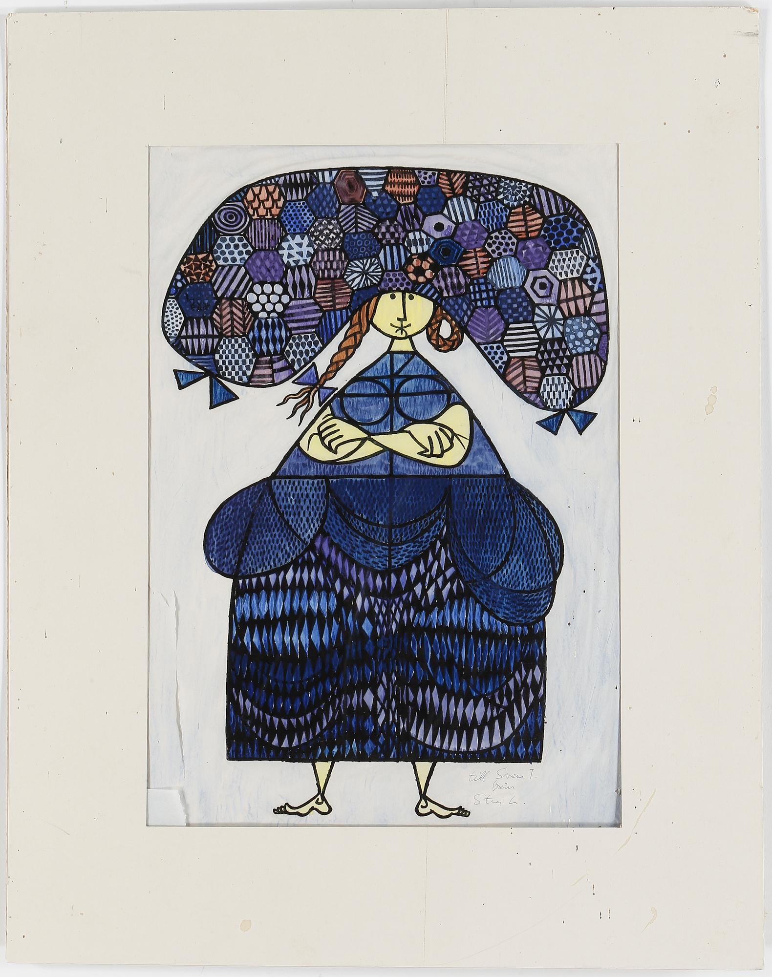 STIG LINDBERG, akvarell på rispapper,