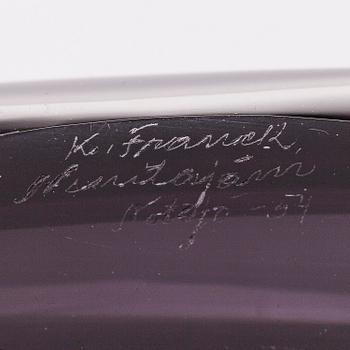 KAJ FRANCK,  lasiveistos, "Lansetti", signeerattu K. Franck Nuutajärvi Notsjö -54.