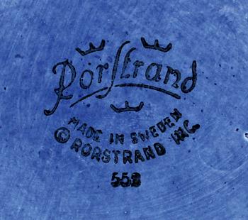 KAFFEKANNA SAMT SOCKERSKÅL, porslin, "Blå eld", Hertha Bengtsson, Rörstrand.